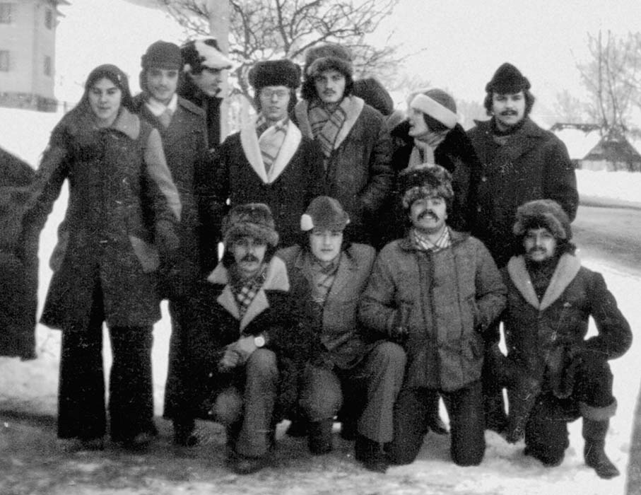 The Barozda, Bodzafa, Harmat, and Ördögszekér Ensembles on a joint research trip to Transylvania and Gyimes in January of 1978
